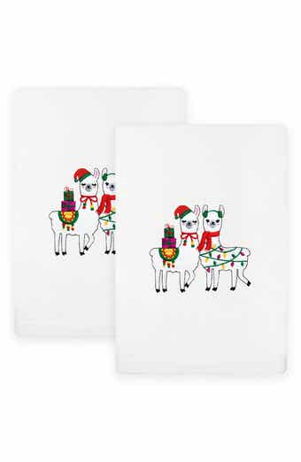 2-Piece Holiday Llamas Turkish Cotton Hand Towel Set