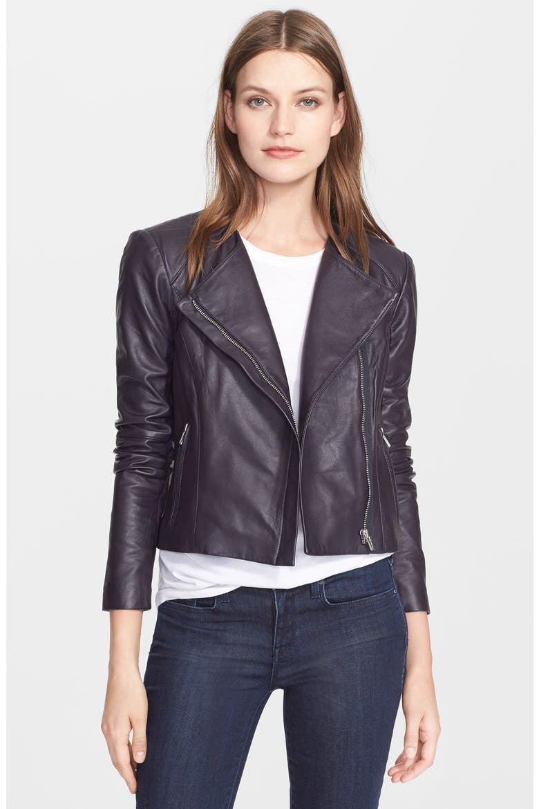 'Dali' Leather Jacket, Main, color, PLUM PLUM