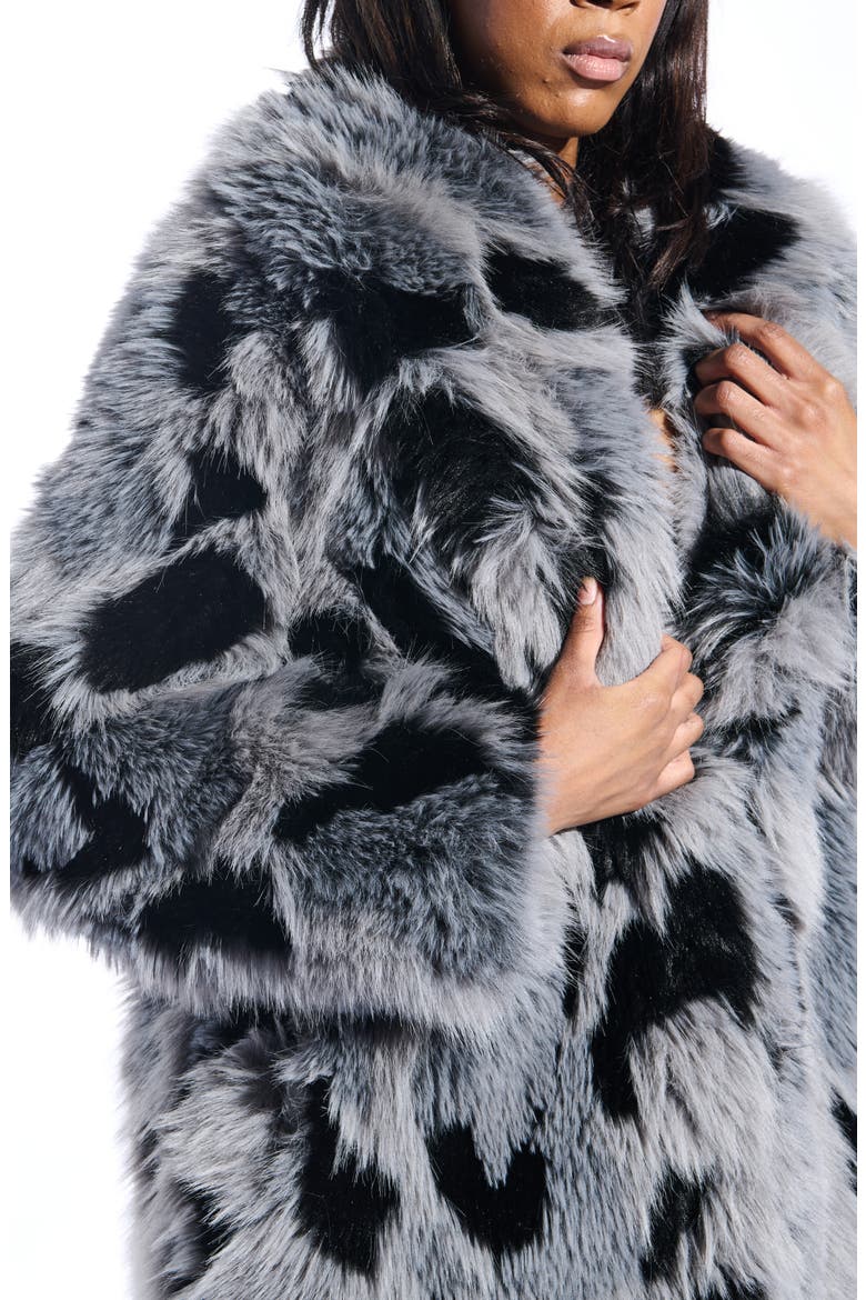 Adria Faux Fur Coat, Alternate, color, GREY MULTI