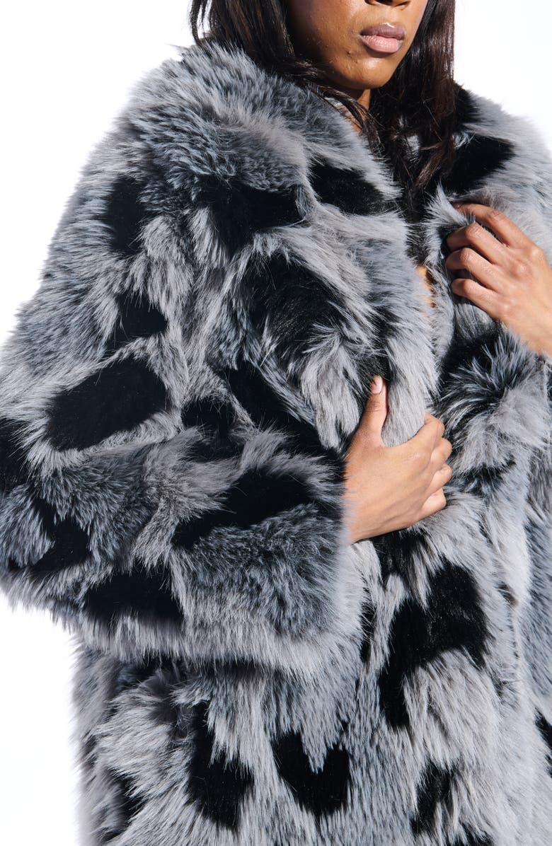 AZALEA WANG Adria Faux Fur Coat, Alternate, color, Grey Multi