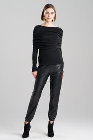 Natori Layering Cut & Sew Rouched Top w/ Sleeves