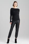 Natori Layering Cut & Sew Rouched Top w/ Sleeves