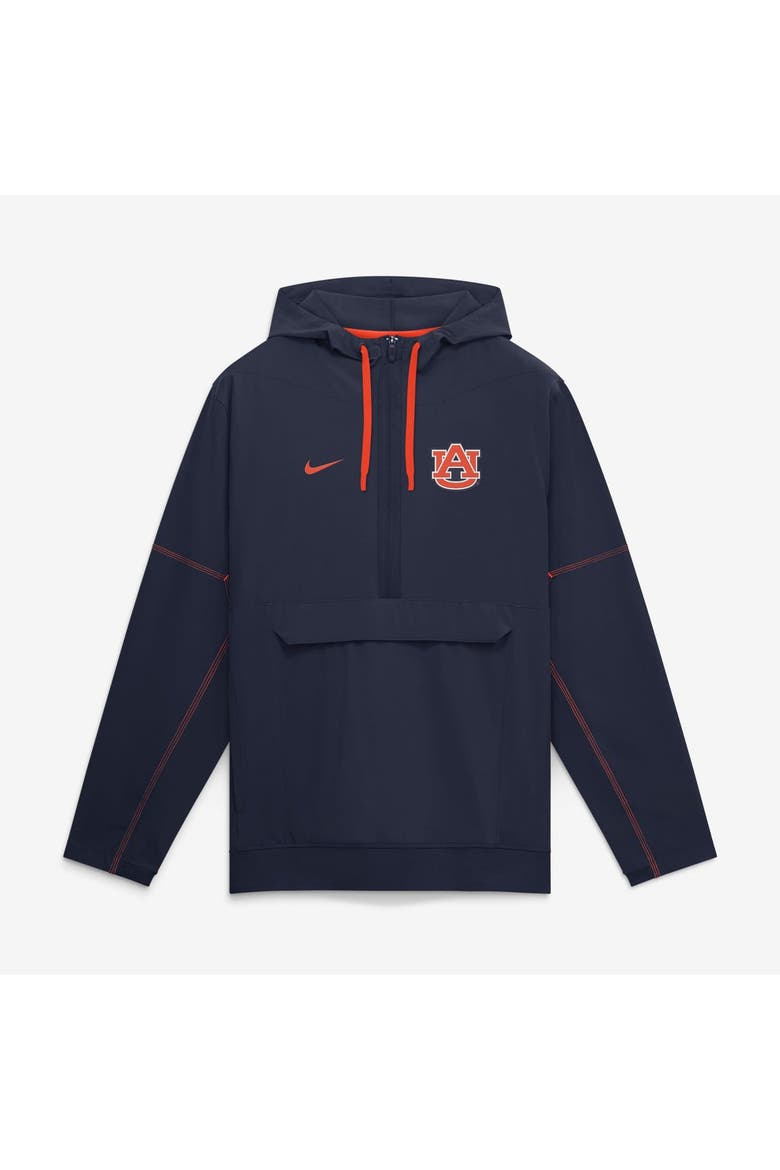 Men's Nike Navy Auburn Tigers 2026 Sideline Anorak Half-Zip Hooded Jacket, Main, color, Navy