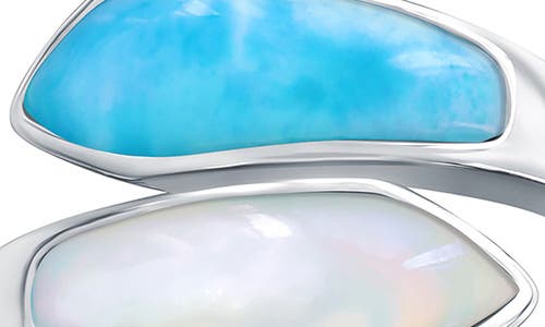 Simona Larimar & Mother-of-pearl Bypass Ring In Silver