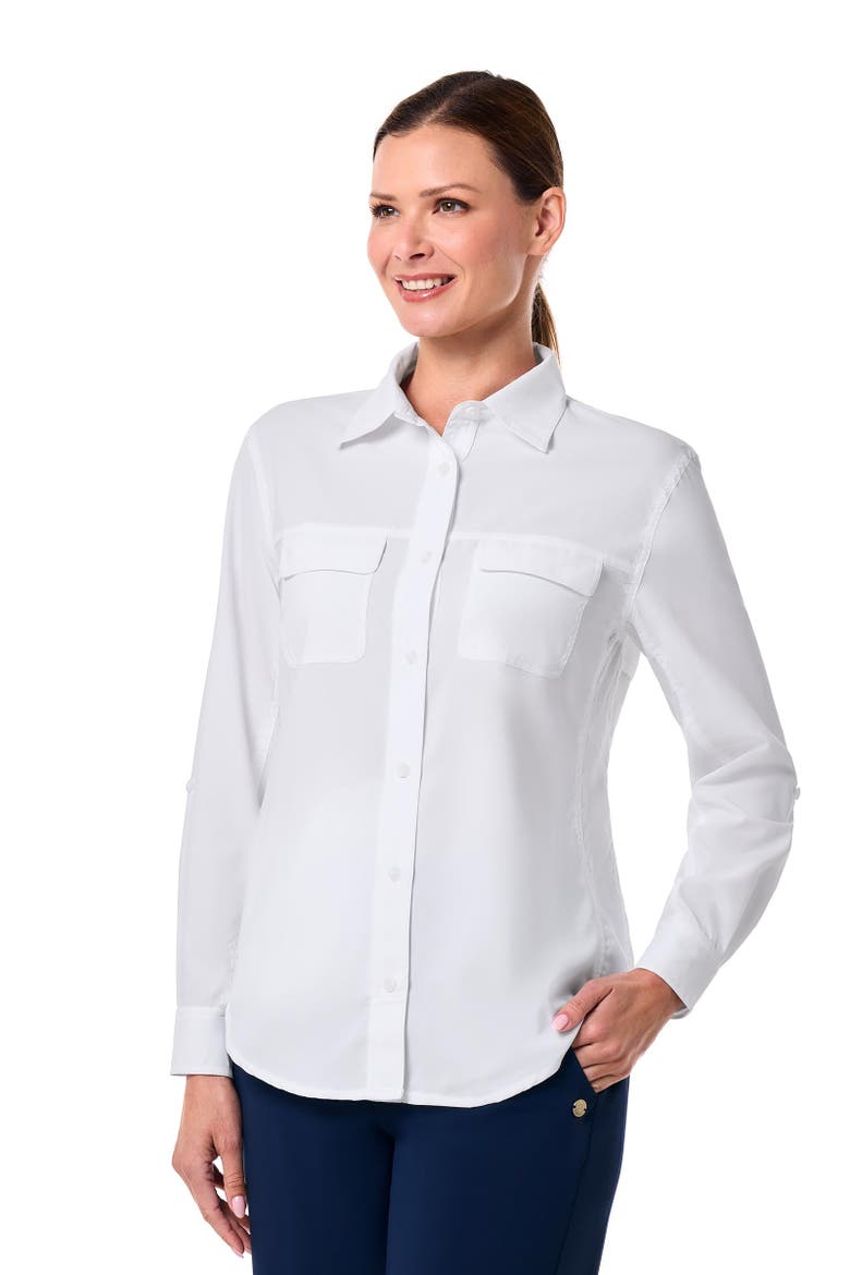 Women's Mylitta Travel Long Sleeve Shirt, UPF 50+ Sun Protection, Alternate, color, White