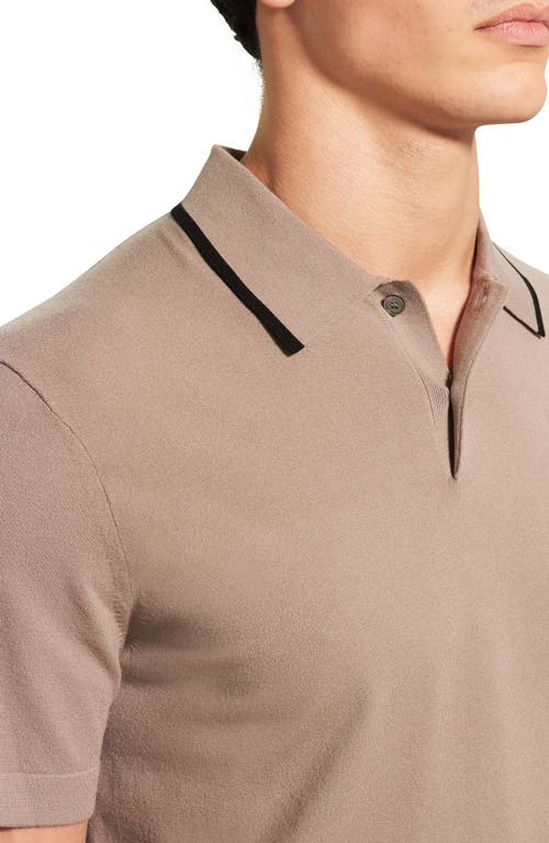Theory Goris Tipped Solid Polo In Brown