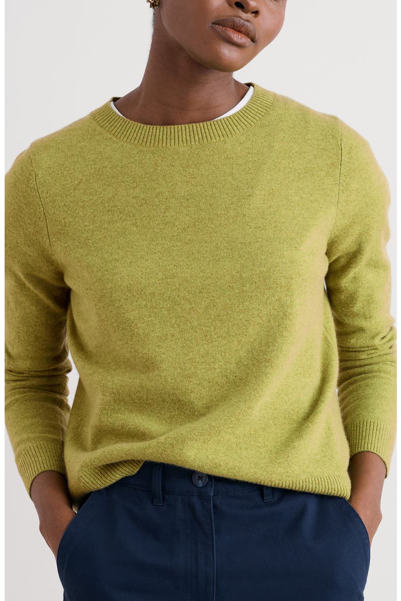 Greeb Rocks Merino Wool Blend Crewneck Sweater, Main, color, KNIT MELANGE PICKLE