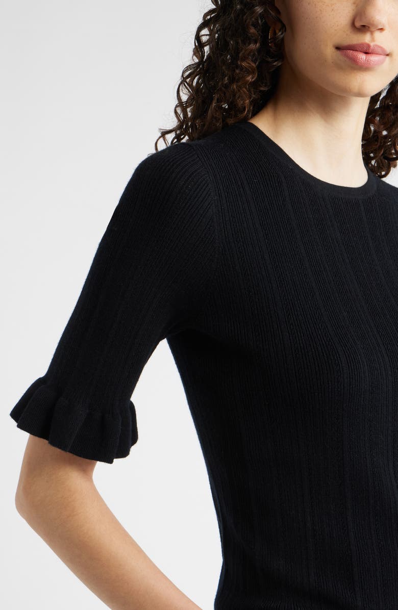 Nordstrom Pointelle Crewneck Sweater, Alternate, color, Black