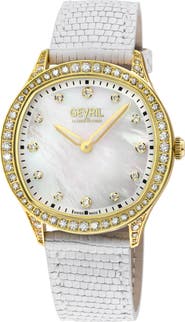GEVRIL Morcote Swiss Diamond Leather Strap Watch, 36mm - 1.3ct.