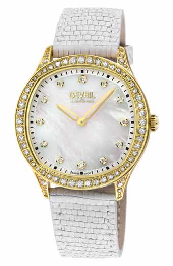 GEVRIL Morcote Swiss Diamond Leather Strap Watch, 36mm - 1.3ct.