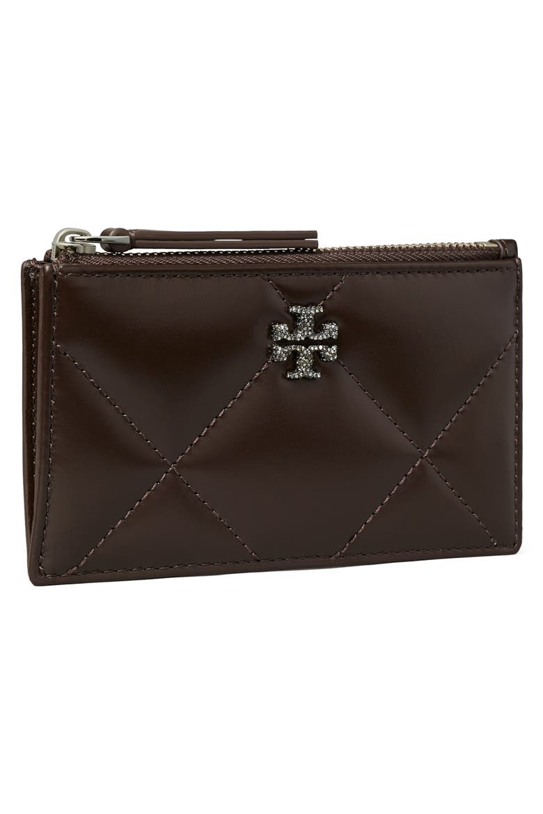 Small Kira Pavé Diamond Quilted Leather Card Case, Alternate, color, COCOA