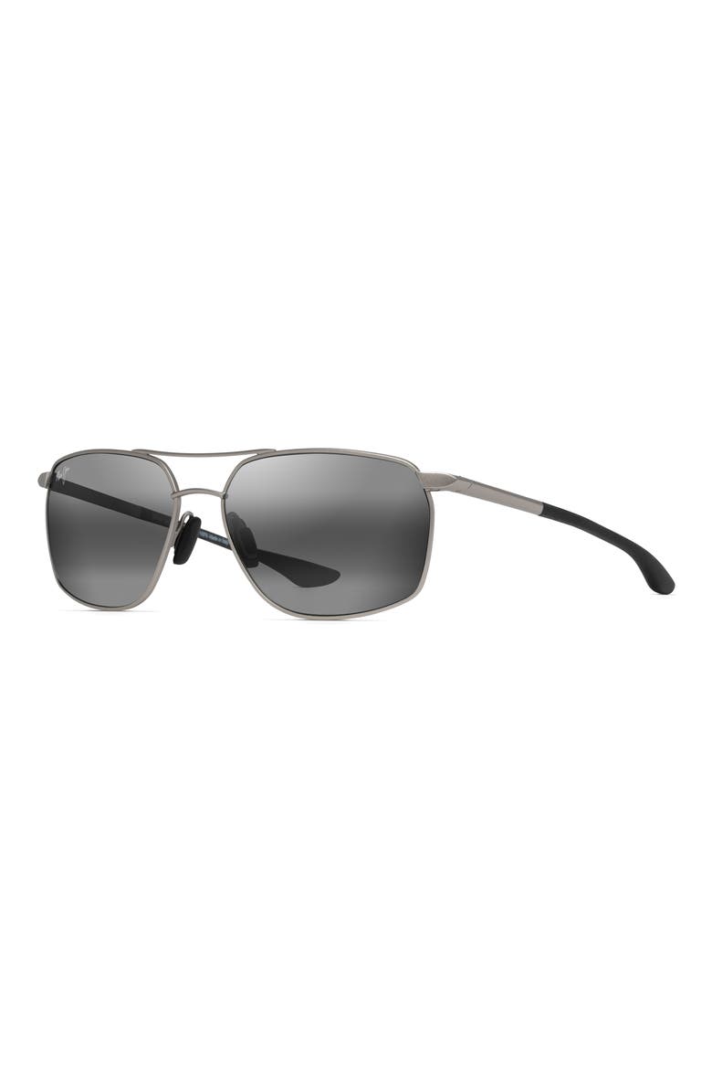 Puu Kukui 58mm Polarized Rectangle Sunglasses, Alternate, color, SILVER