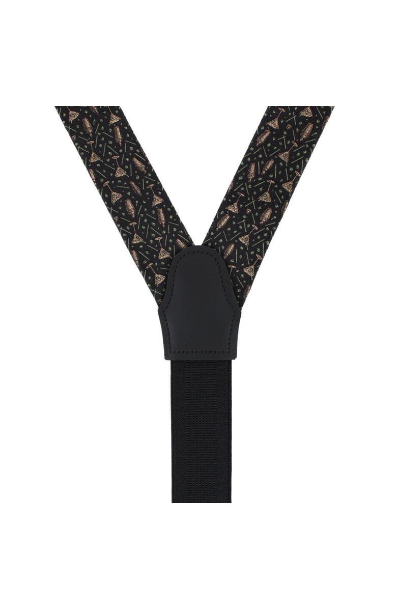Trafalgar Happy Hour Martini Fun Novelty Silk Button End Suspenders, Alternate, color, 