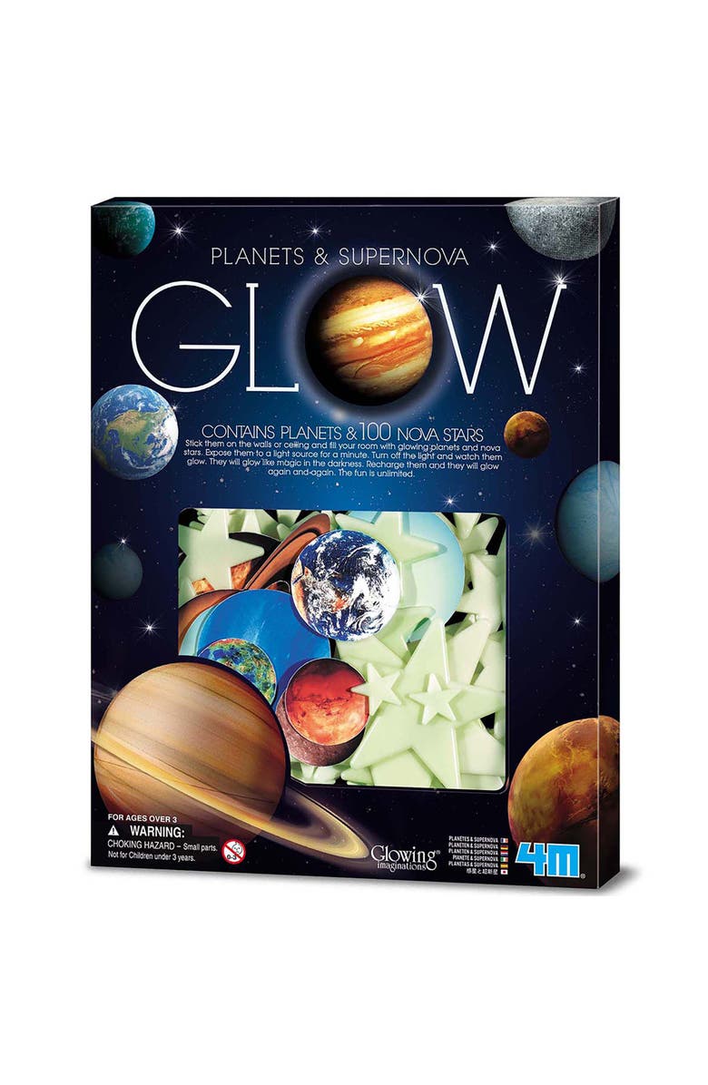 4M Glow Planets & Supernova 100 Glow in Dark Stick Ons, Main, color, Multicolored