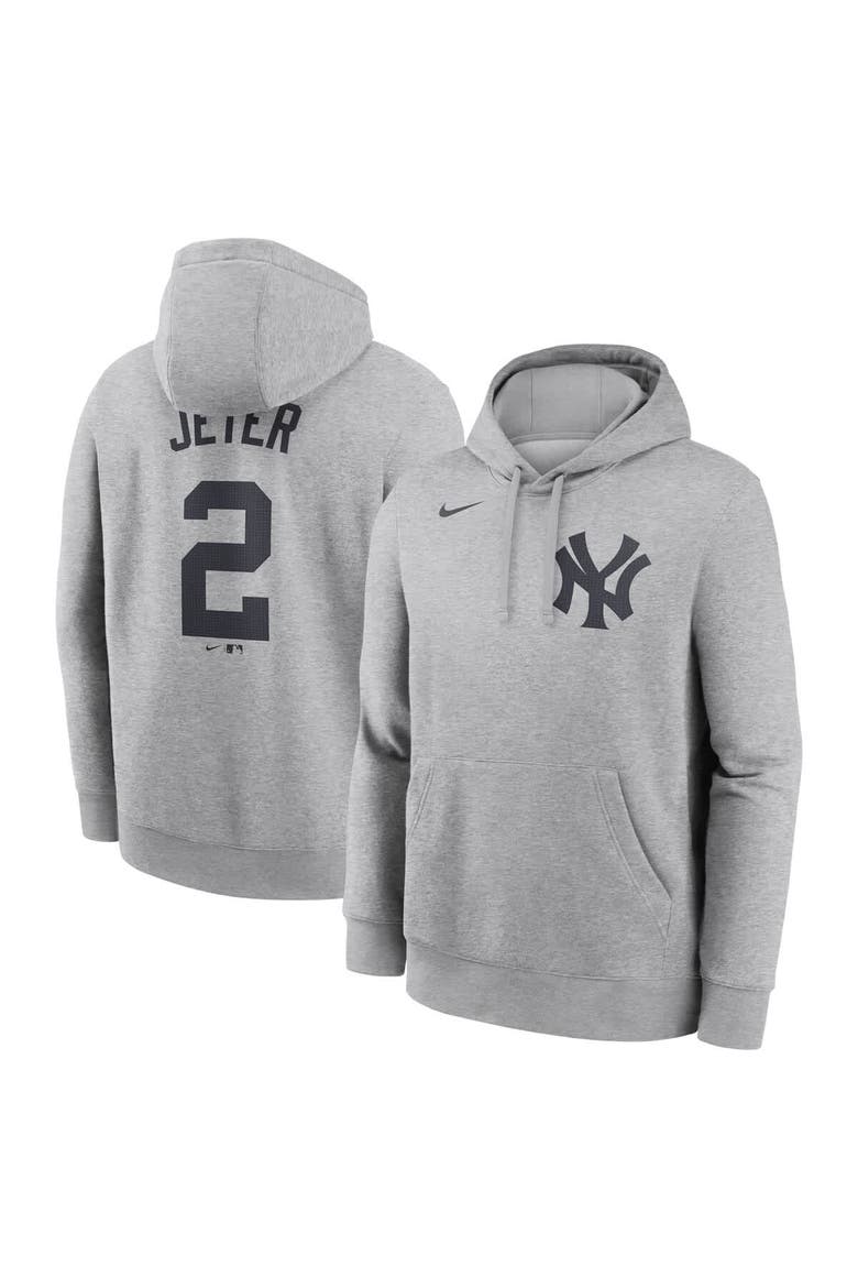 Men's Nike Derek Jeter Heather Gray New York Yankees Player Name & Number Club Fleece Pullover Hoodie, Main, color, Heather Gray