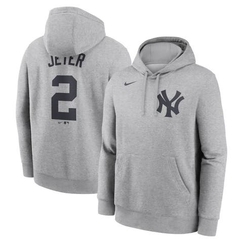 Men's Nike Derek Jeter Heather Gray New York Yankees Player Name & Number Club Fleece Pullover Hoodie