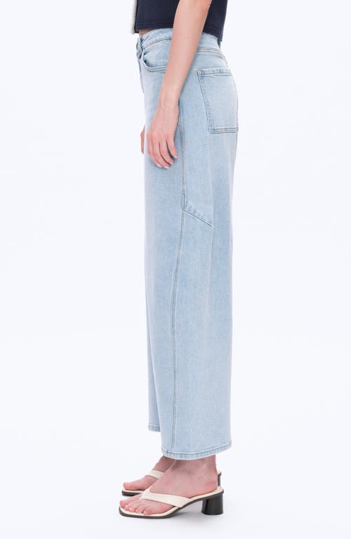 Bayeas Frayed Super High Waist Barrel Jeans In Blue