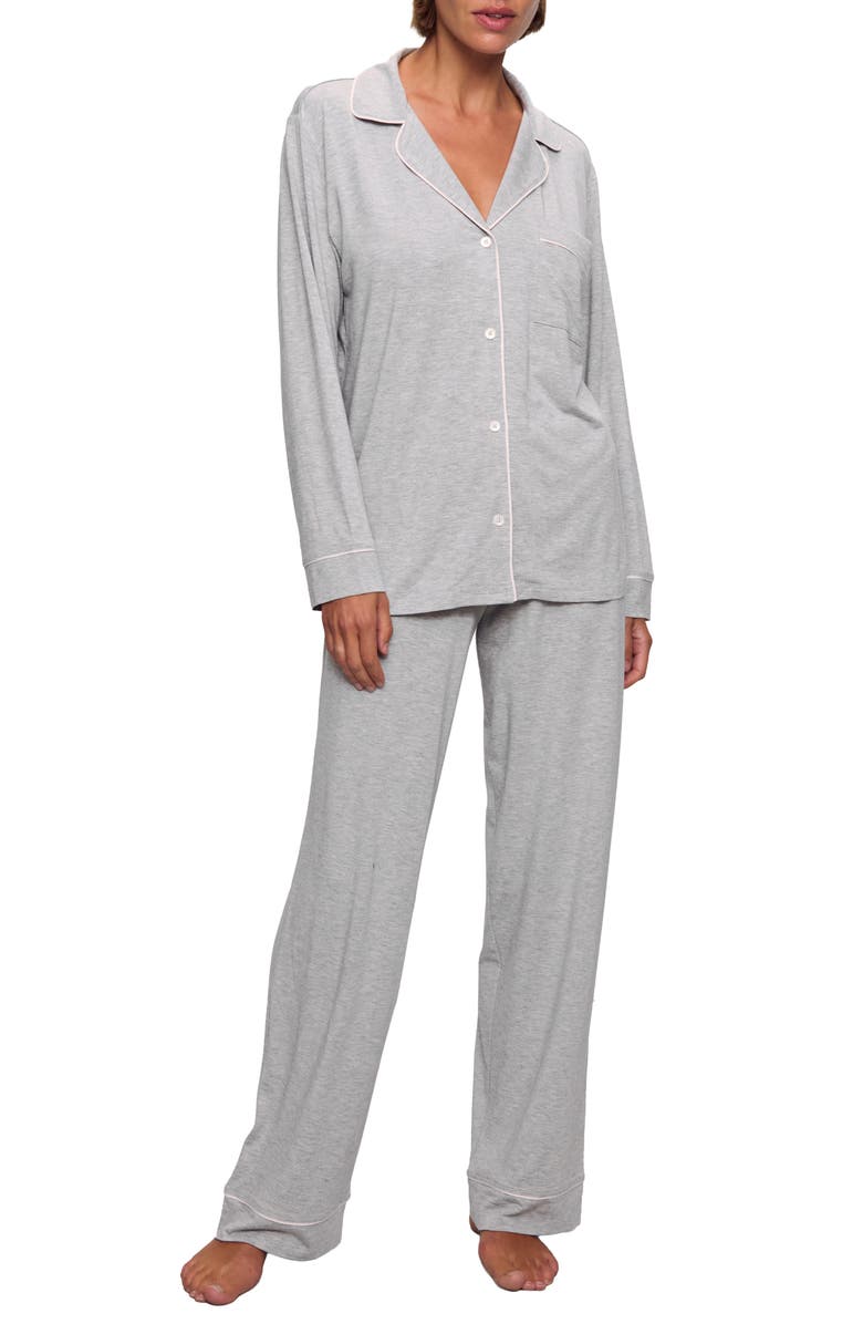 Eberjey Gisele Long Pajamas, Main, color, Heather Grey Sorbet