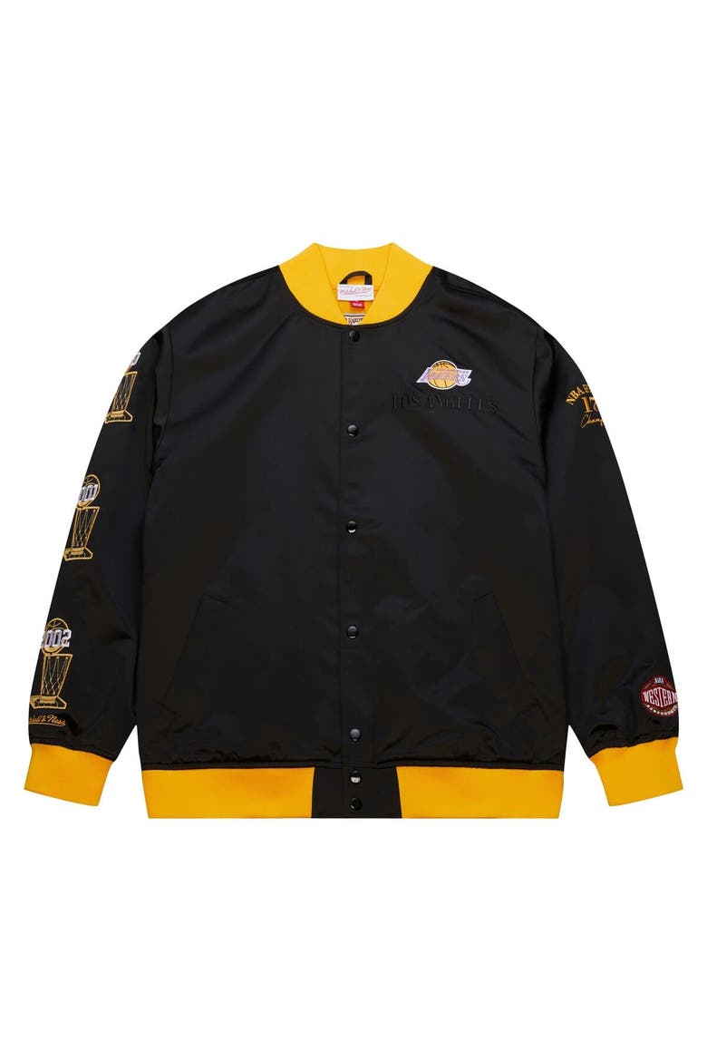 Men's Mitchell & Ness Black Los Angeles Lakers Hardwood Classics Team OG 3.0 Lightweight Satin Full-Snap Jacket, Alternate, color, Black
