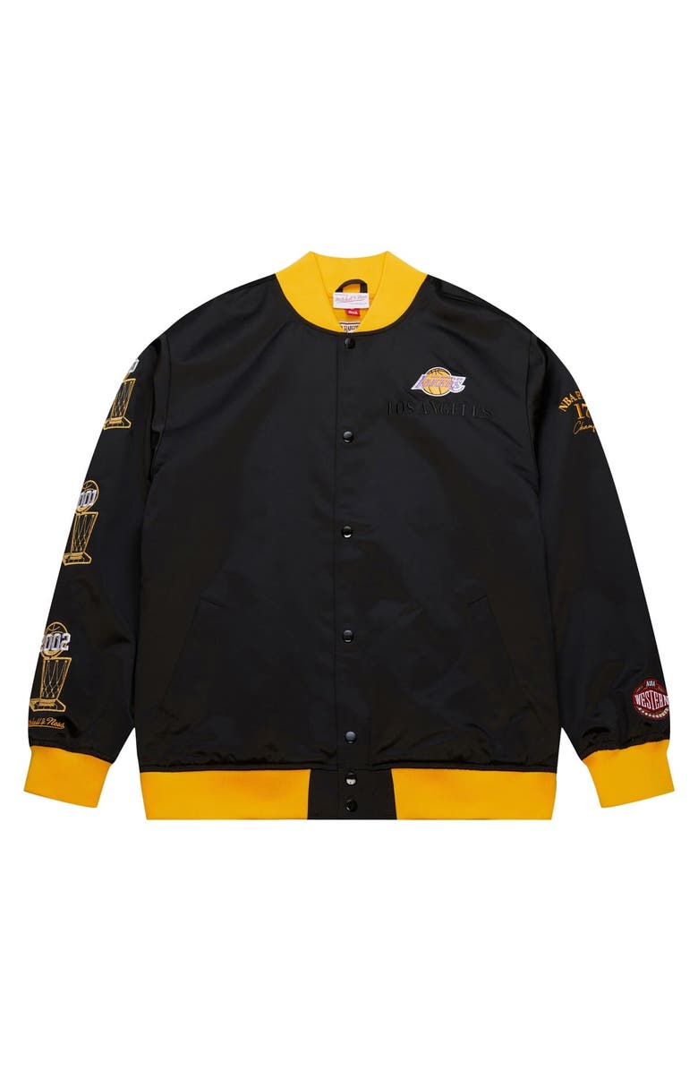 Mitchell & Ness Men's Mitchell & Ness Black Los Angeles Lakers Hardwood Classics Team OG 3.0 Lightweight Satin Full-Snap Jacket, Alternate, color, Black
