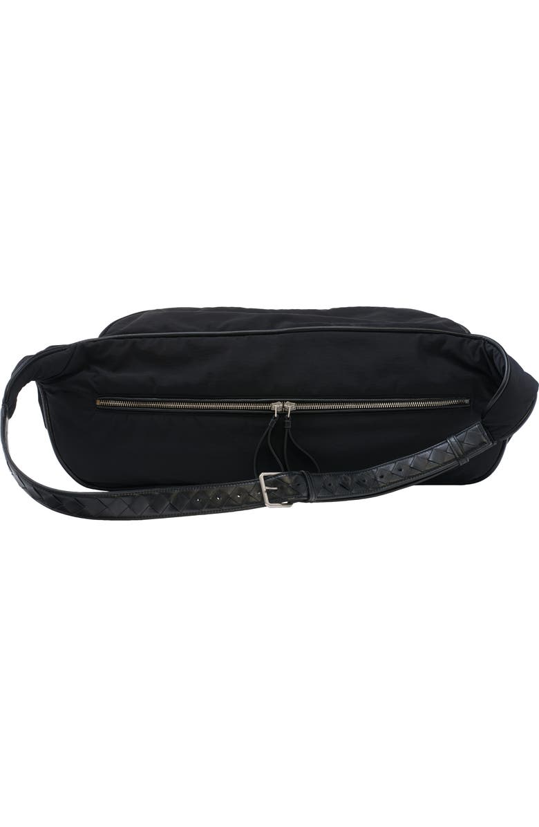 Bottega Veneta Large Nylon Belt Bag, Alternate, color, 8803 Black/ Silver