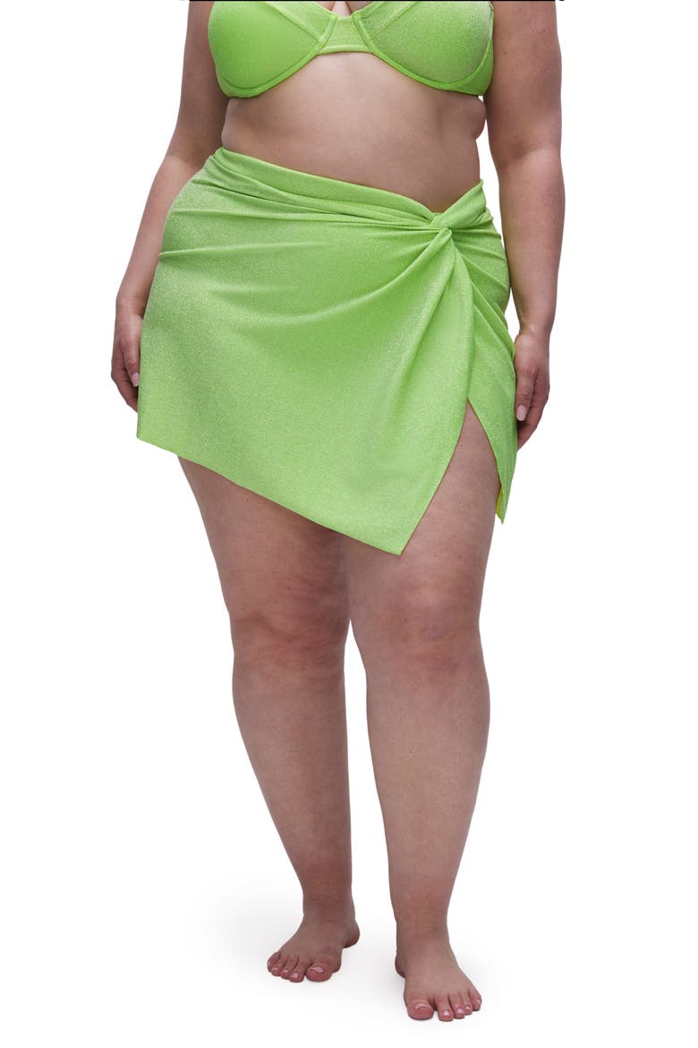 Sparkle Twist Cover-Up Sarong, Alternate, color, ELECTRIC LIME002