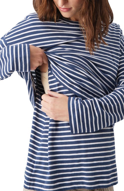 Ripe Maternity Claudette L/s Nursing Top In Blue