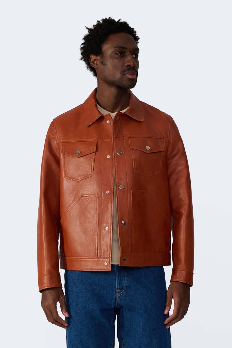 Jude Leather Jacket, Main, color, Whiskey