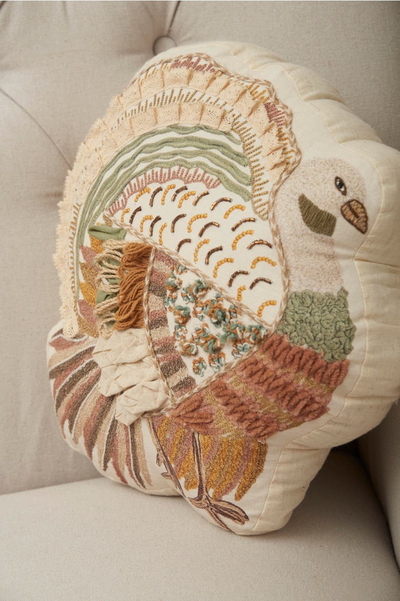 Turkey Shaped Throw Pillow, 14" x 14", Alternate, color, Brown