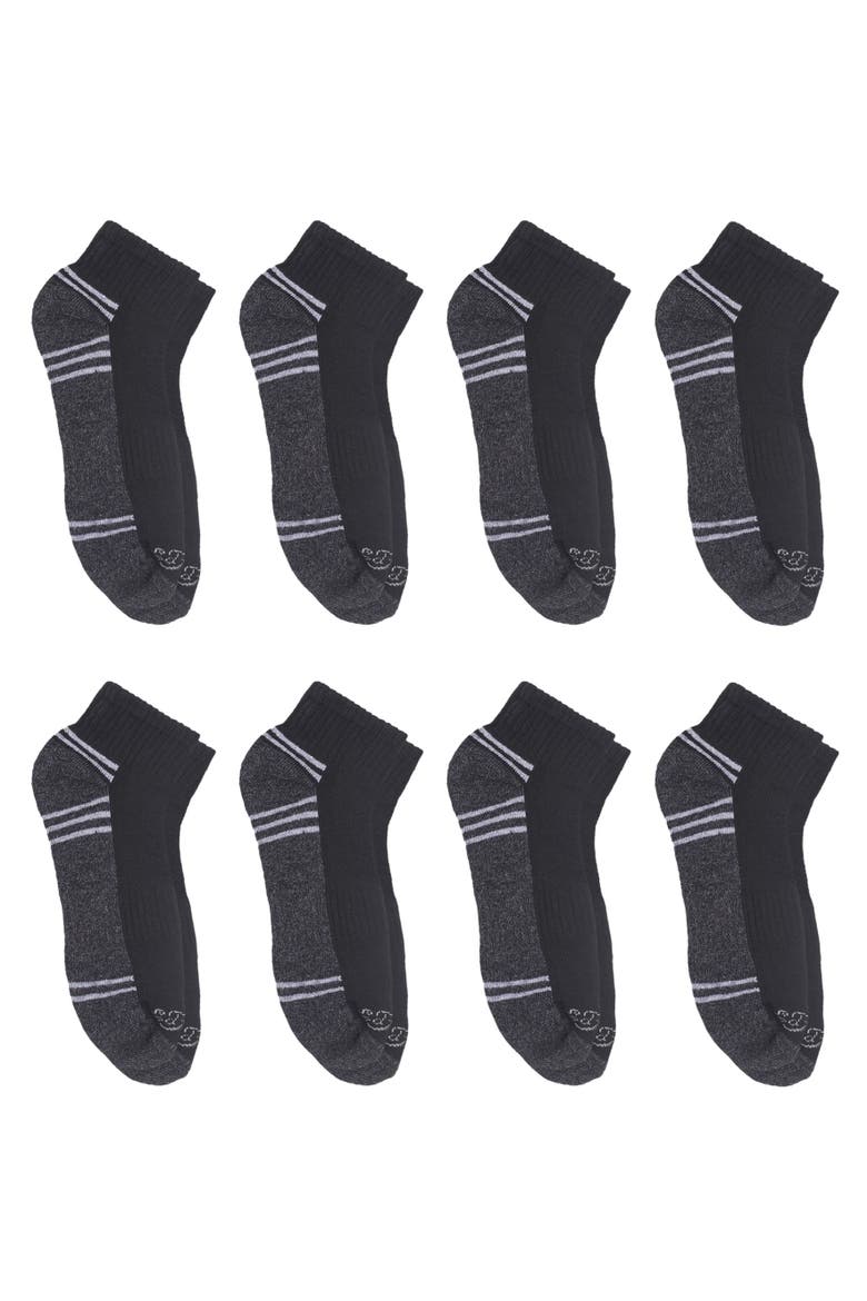 Boys Athletic Half Cushion Quarter Sock 8-Pack, Alternate, color, Black