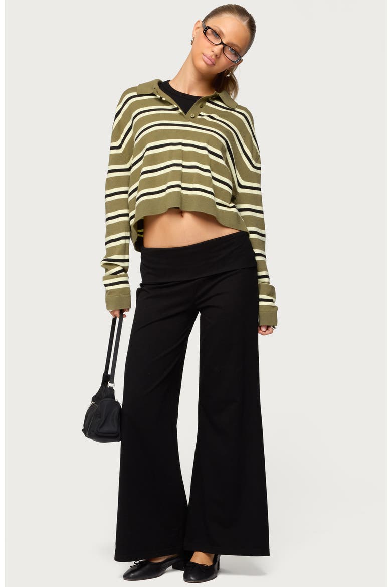 Wide Leg Foldover Pants, Alternate, color, BLACK
