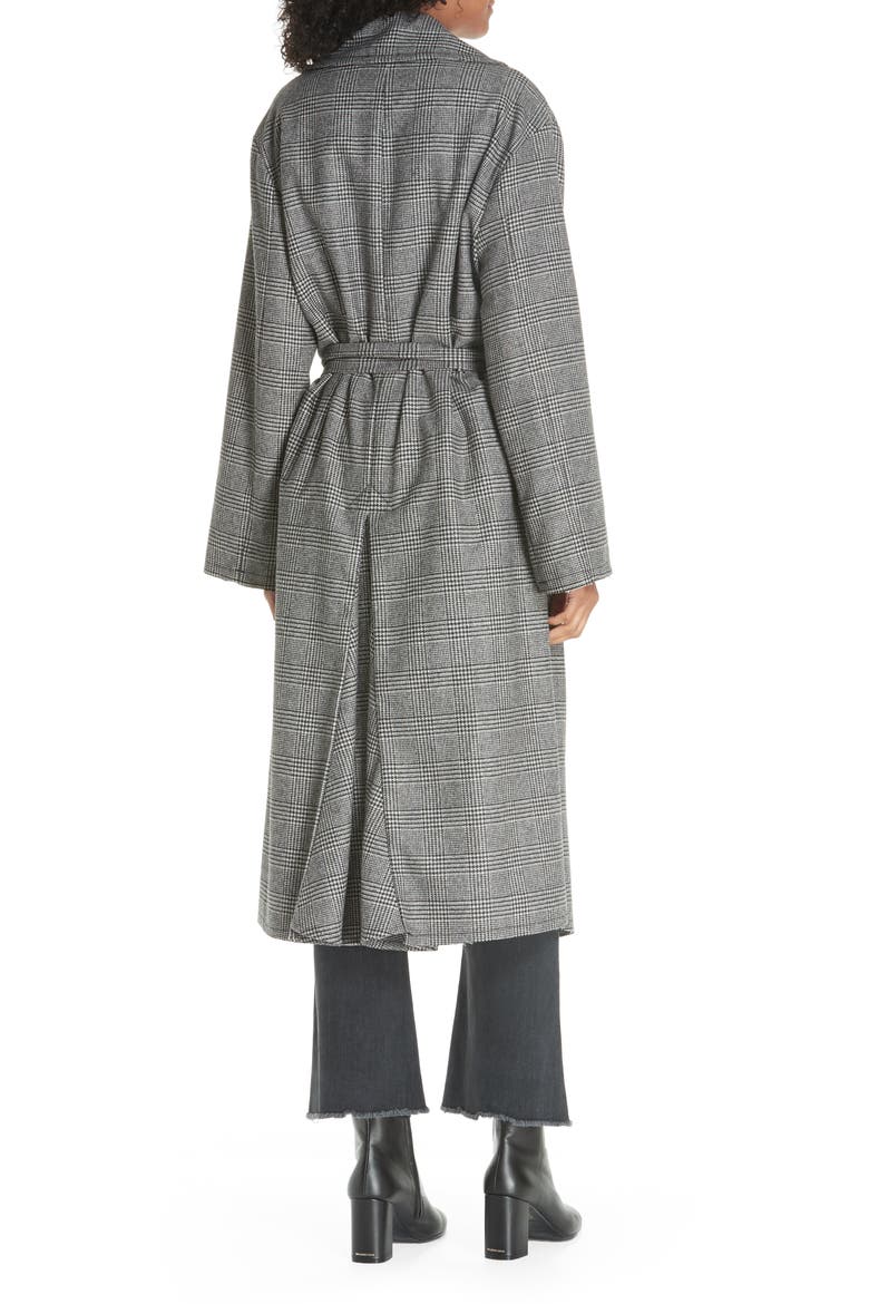 Topher Plaid Wool Blend Coat, Alternate, color, BLACK/ WHITE