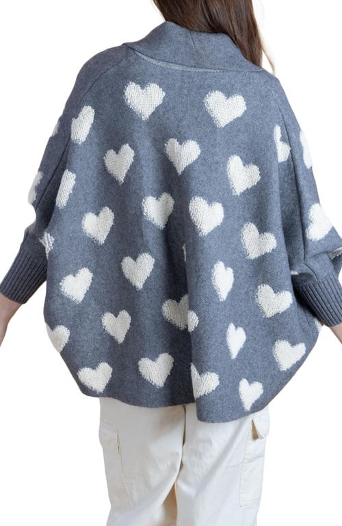 Shop Saachi Textured Heart Cardigan In Light Grey