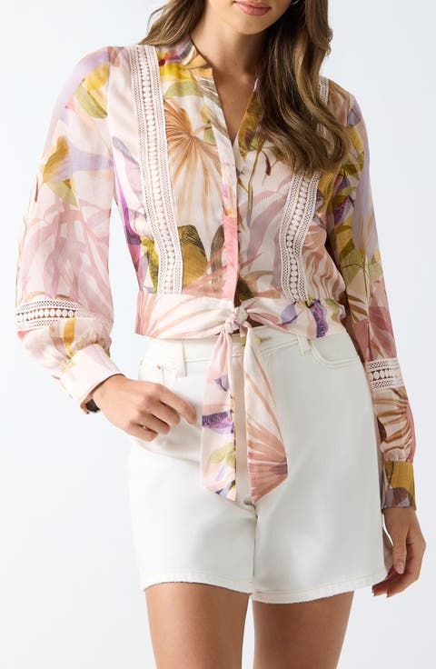 Zahara Print Tie Front Shirt