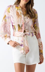GUESS Zahara Print Tie Front Shirt