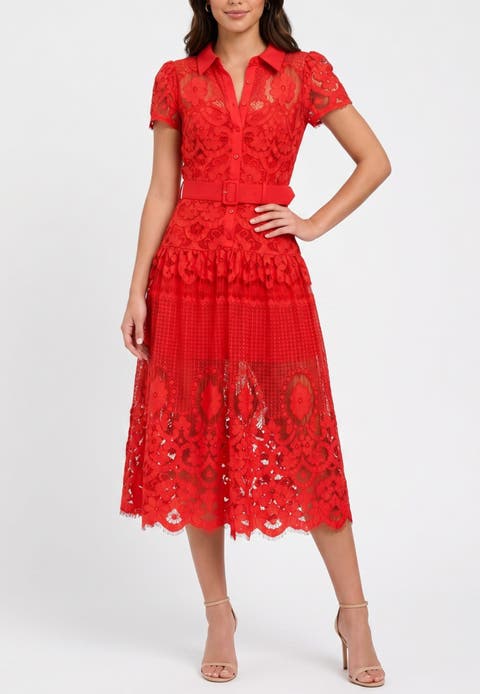 Jolene Collared Lace Midi Dress