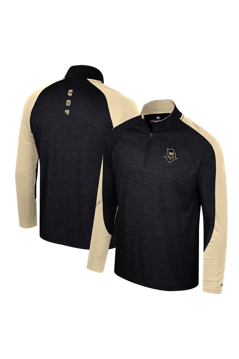 Men's Colosseum Black UCF Knights Langmore Raglan Quarter-Zip Top, Main, color, Black