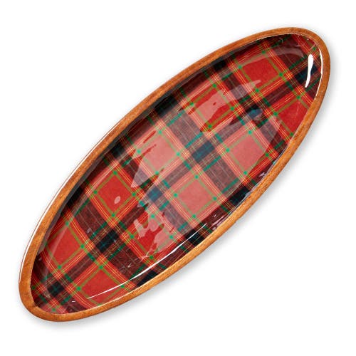 Tag Holiday Plaid Wood Enamel Large Serving Platter Red Multi In Multi
