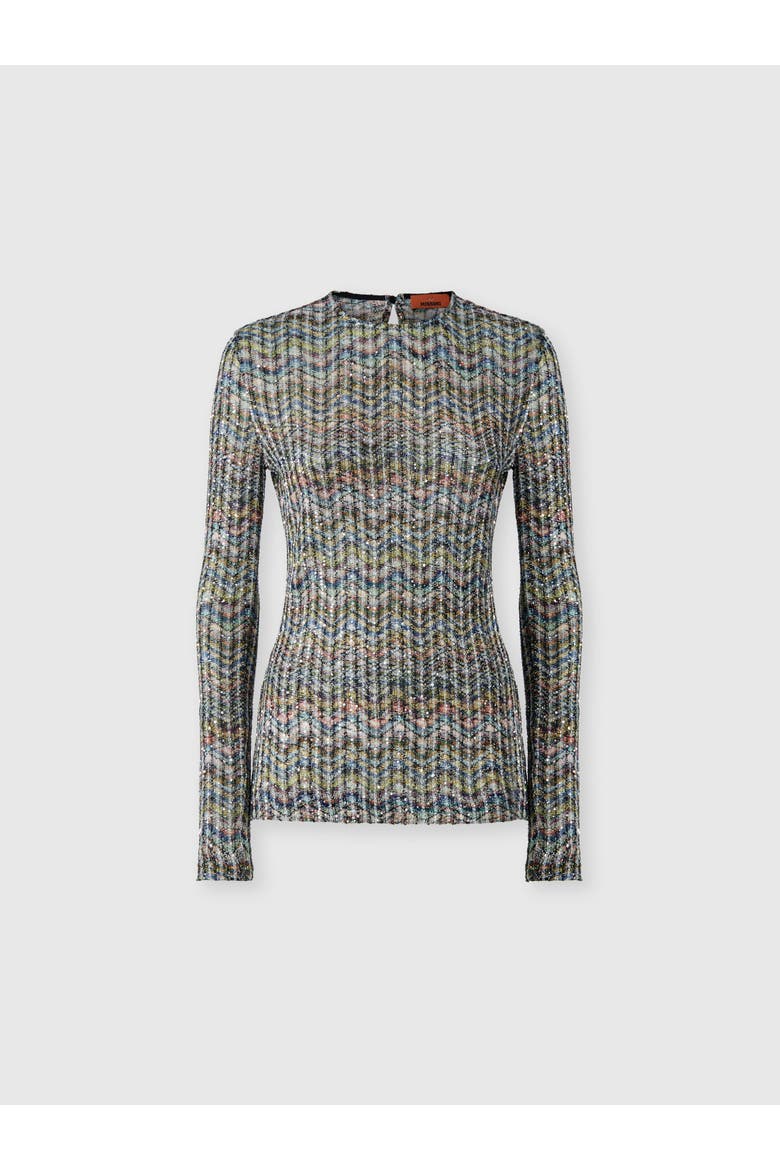 Long-sleeve Viscose-blend Sweater With Sequins, Main, color, Multicoloured