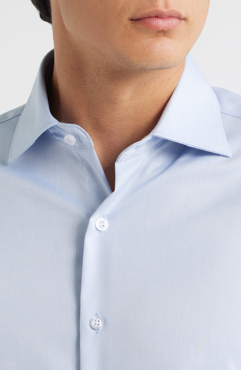 ZANETTI Solid Twill Dress Shirt, Alternate, color, Light Blue