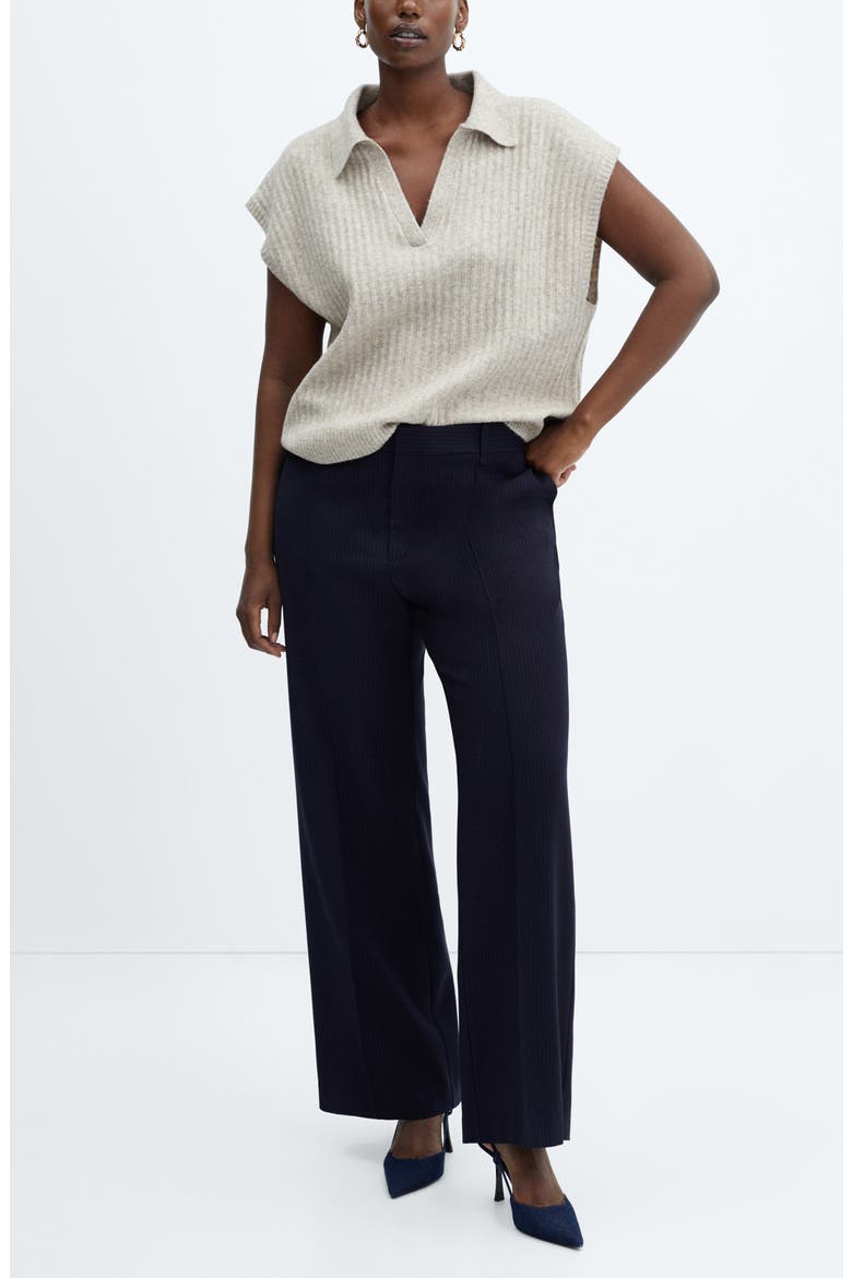 Pinstripe Straight Leg Pants, Alternate, color, NAVY