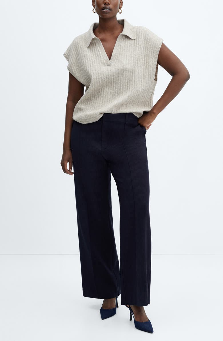 MANGO Pinstripe Straight Leg Pants, Alternate, color, 