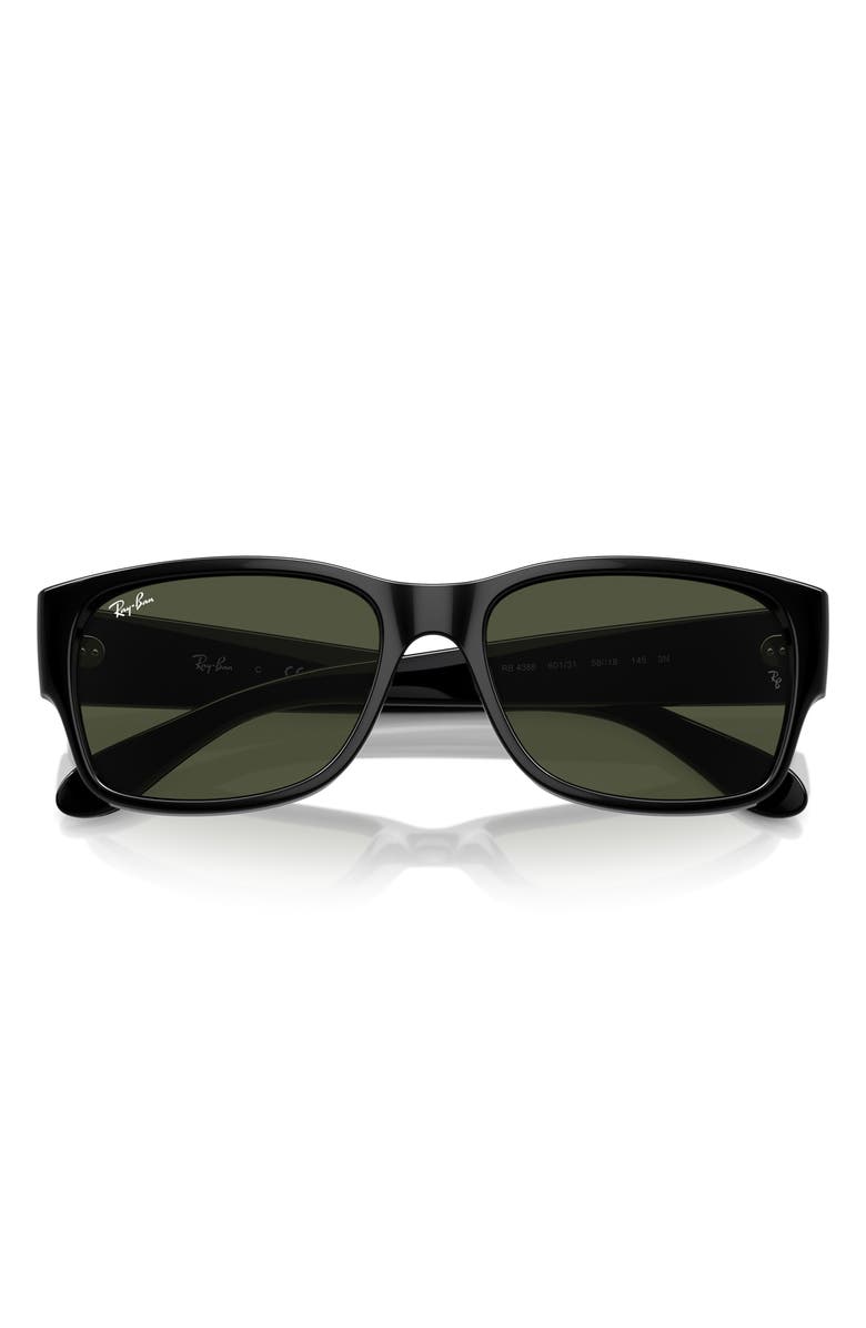Ray-Ban 58mm Polarized Rectangular Sunglasses, Main, color, Black