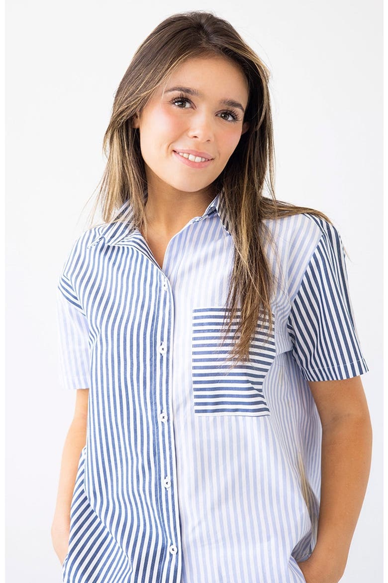 Amalfi Stripes Resort Short Set, Alternate, color, Light Blue-Navy