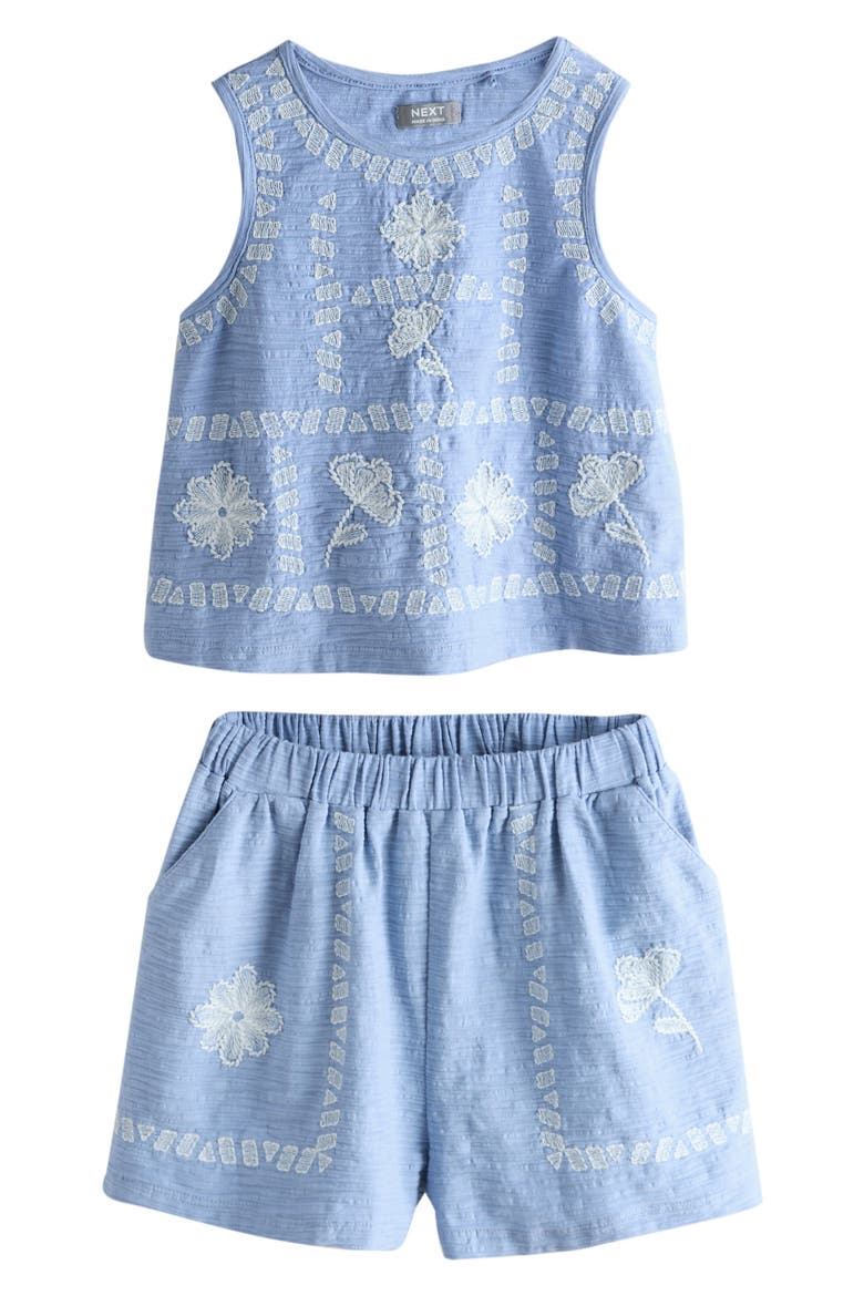 Floral Tile Tank & Shorts Set, Main, color, BLUE