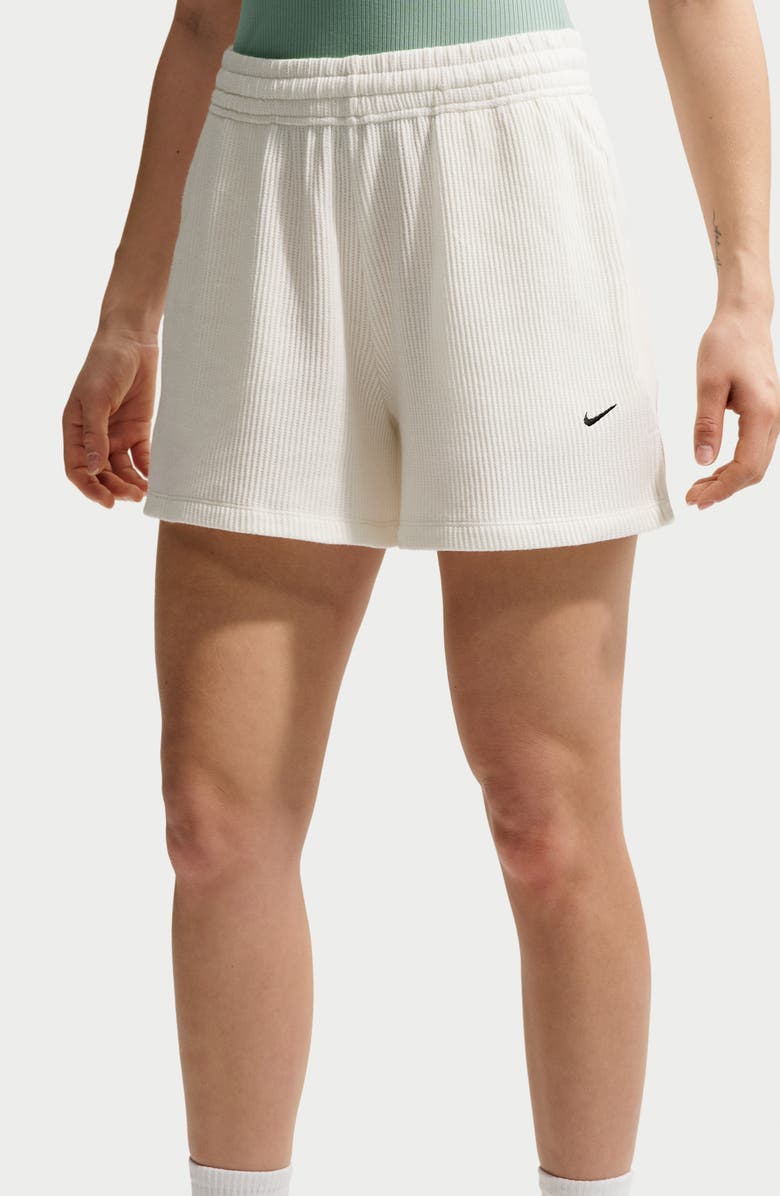 Nike Sportswear Chill Waffle Knit Loose Fit Shorts, Alternate, color, Sail/ Black