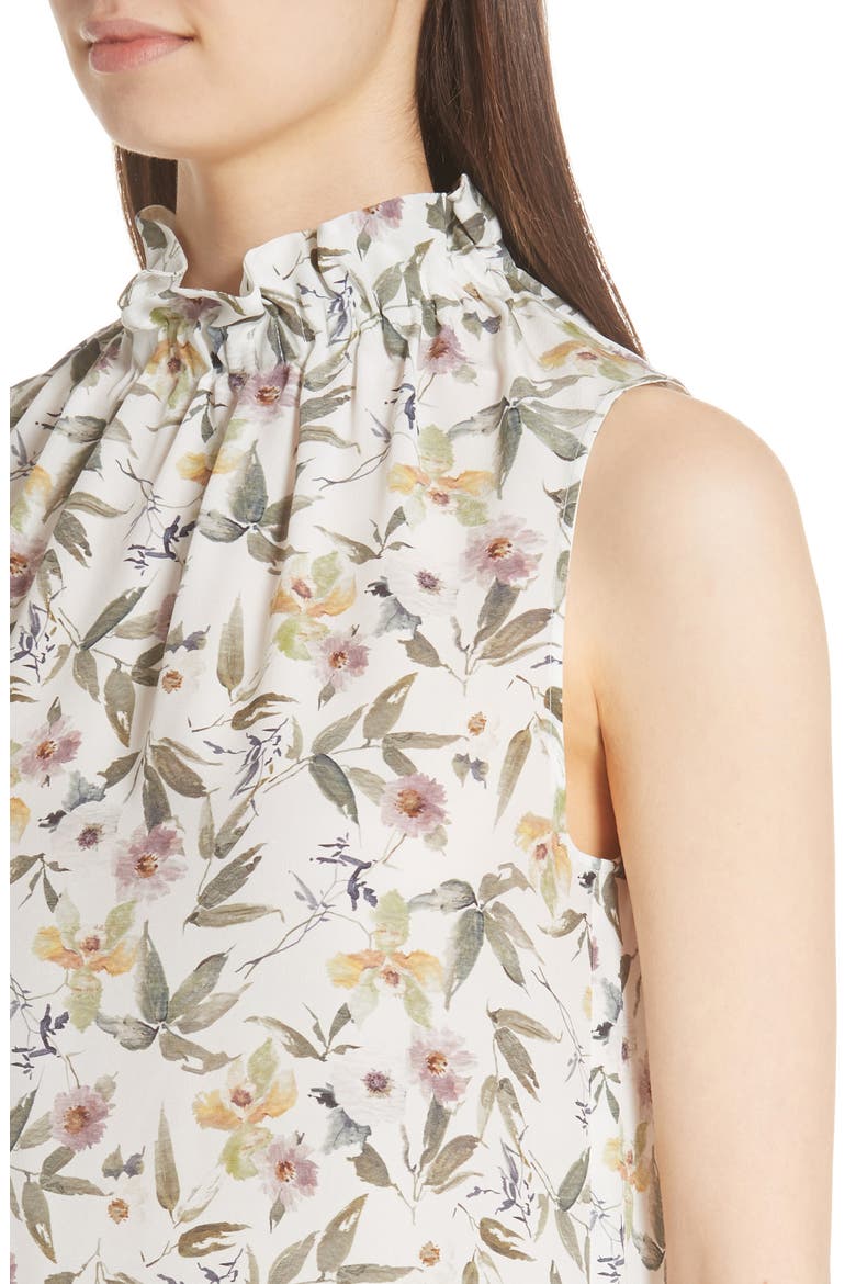 Percy Ruffle Neck Silk Top (Nordstrom Exclusive), Alternate, color, CLOUD MULTI