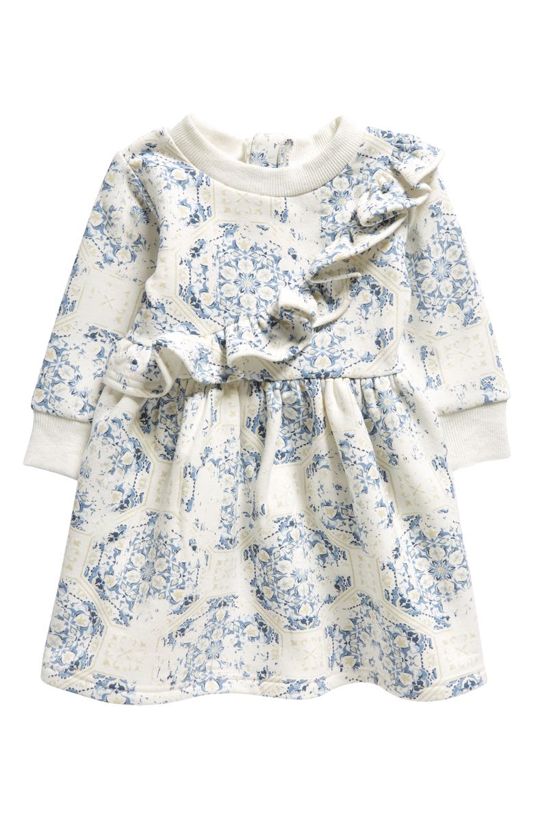 TINY TRIBE Ornate Ruffle Long Sleeve Dress, Main, color, 