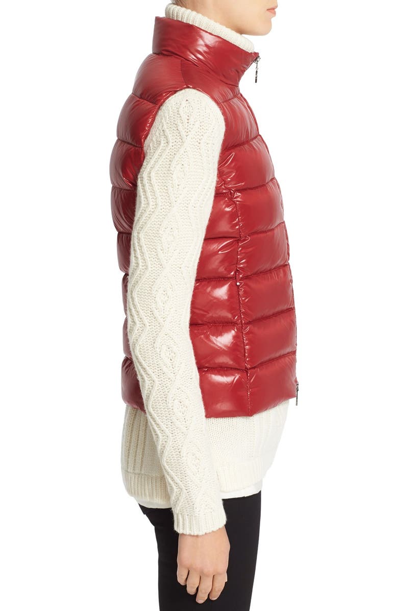 Moncler Ghany Water Resistant Shiny Nylon Down Puffer Vest, Alternate, color, Red