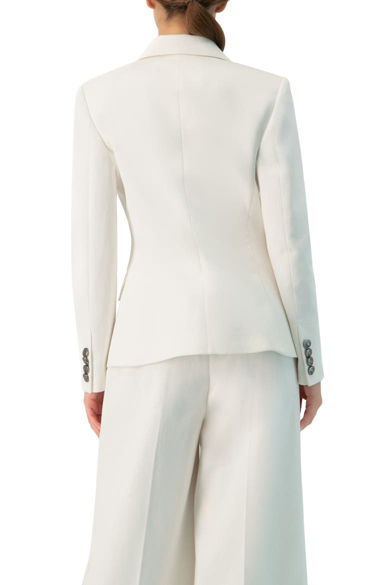 Double-Breasted Blazer with Flap Pockets, Alternate, color, White